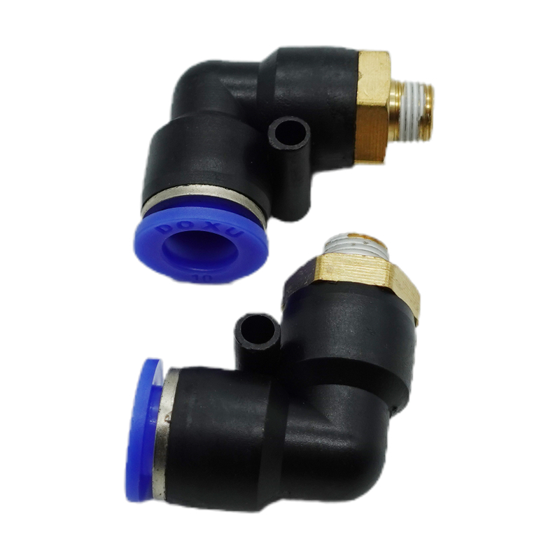 L Type Threaded Three-Way Male Pipe Fitting Air Pipe Joints Quick Hose Connector PL10-01