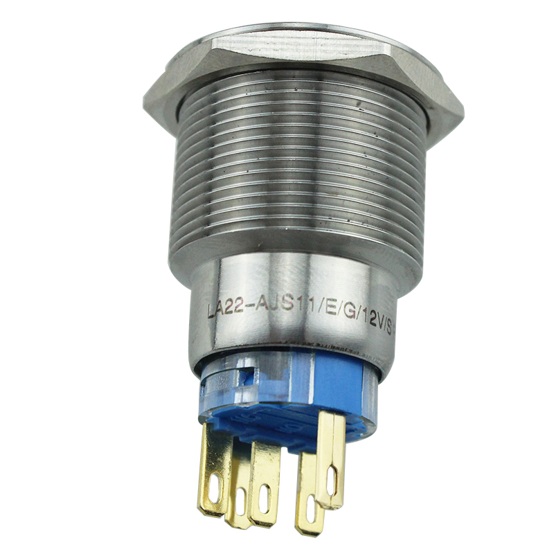 22mm Green LED Waterproof Stainless Steel Metal Push Button