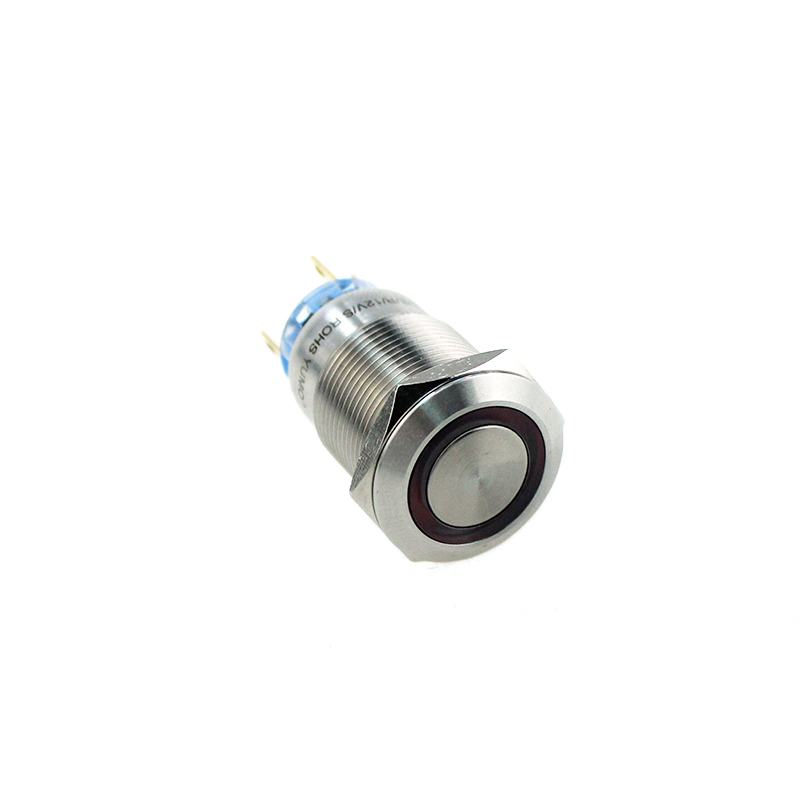 19mm 12V Red Led Momentary Elevator Equip Metal Push Button
