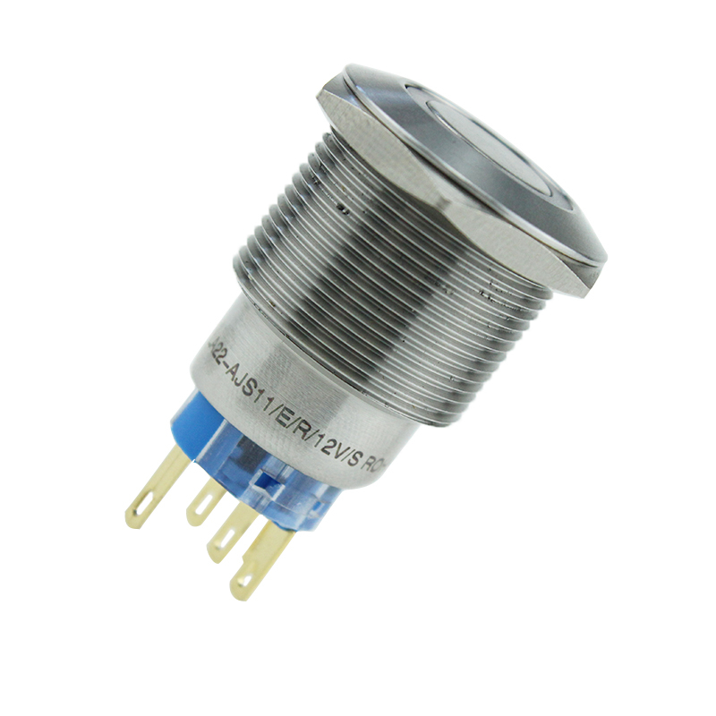22mm IP67 Momentary Metal Push Button with Ring Led
