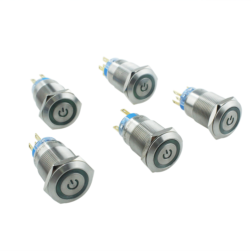 19mm Red Power Symbol Push Button Switch