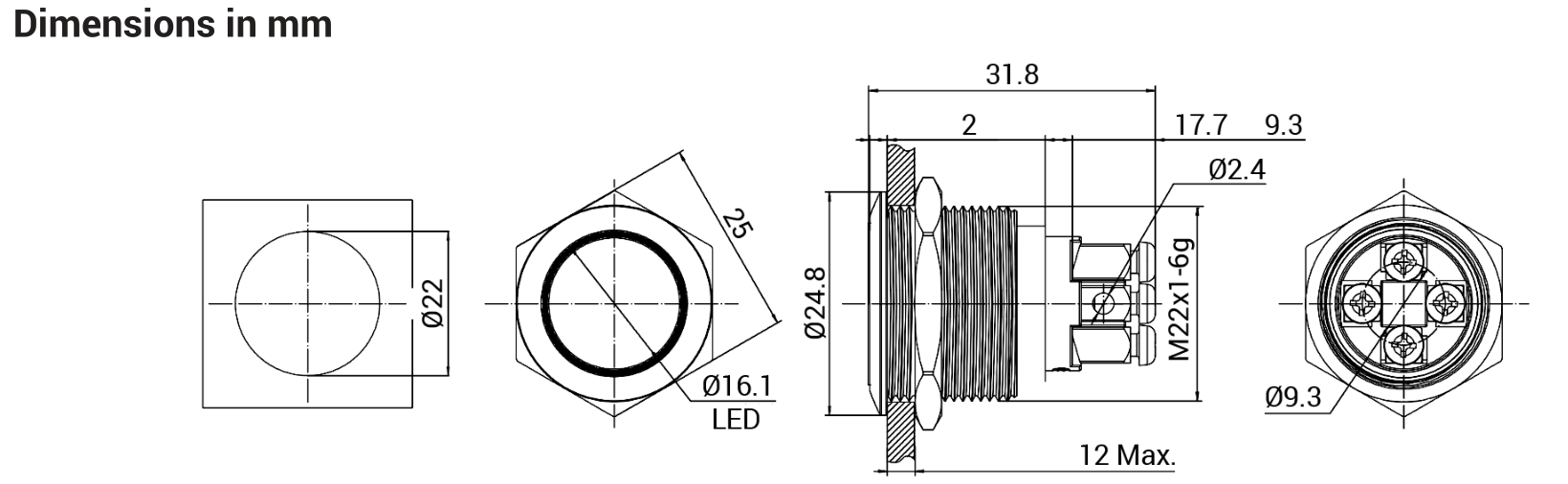 Metal Push Button Screw