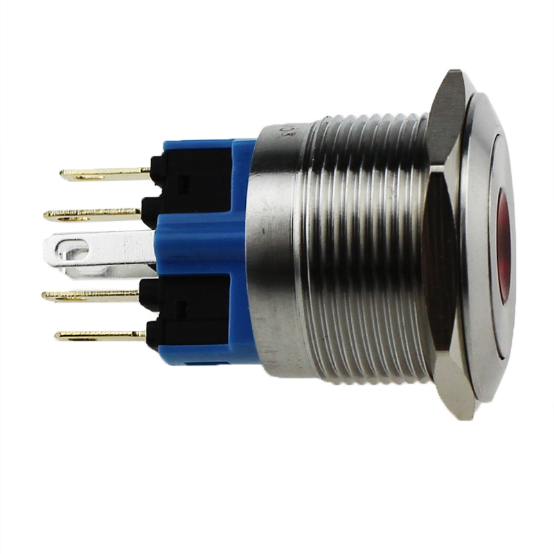 JS22F-11/D/12V/S 22mm Diameter RED Stainless Steel Waterproof Metal Push Button