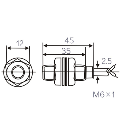 LM06 outer diameter 6mm cylinder inductive proximity switch