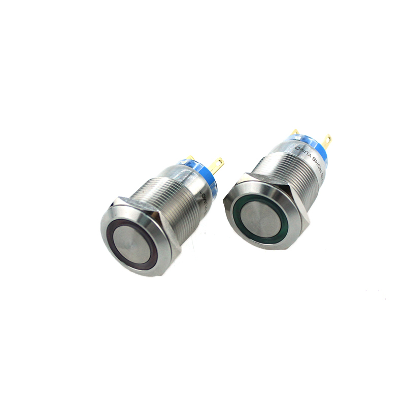 19mm 12V Red Led Momentary Elevator Equip Metal Push Button