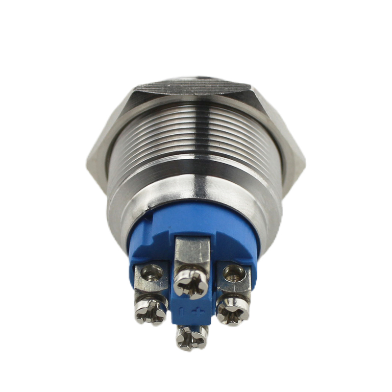 JS22F flat head white ring lamp stainless steel 22mm metal push button Blue metal button