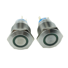22mm Green LED Waterproof Stainless Steel Metal Push Button