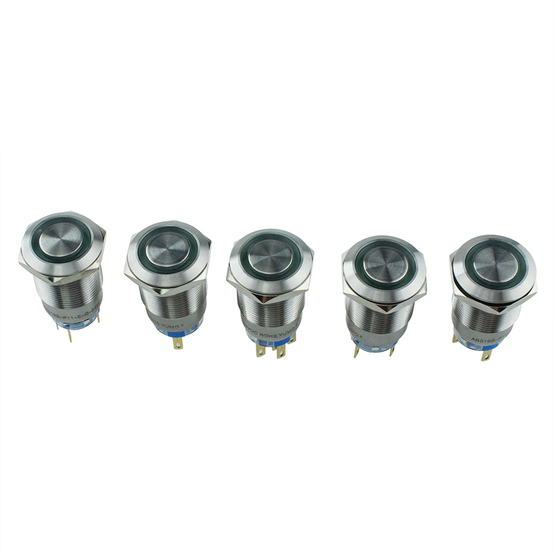 Hot Sale 19mm Ring Illuminated Stainless Steel Metal Push Button