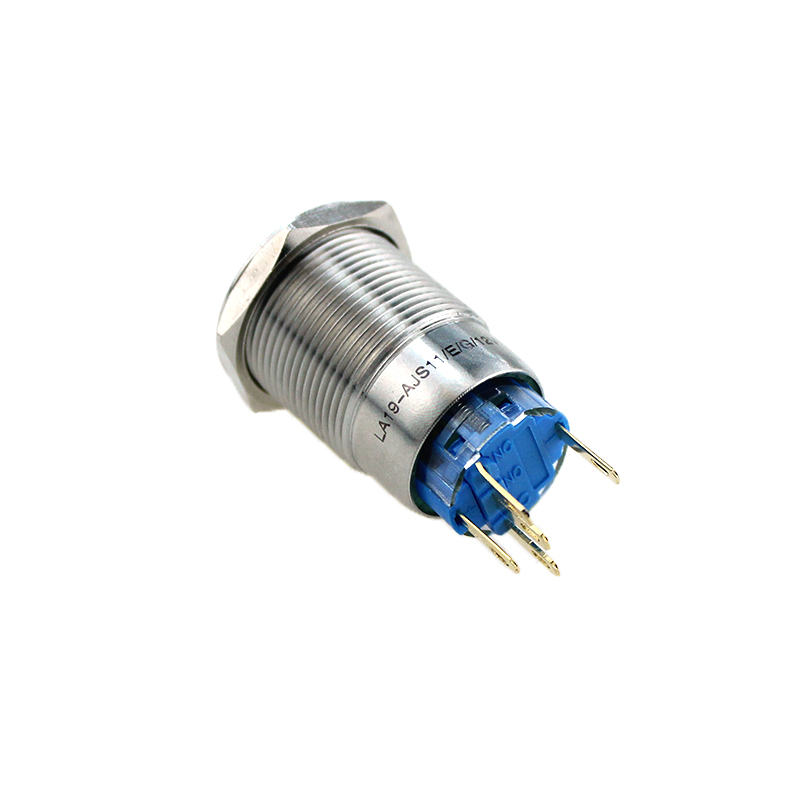 19mm 12V Green Led Waterproof Stainless Steel Metal Push Button