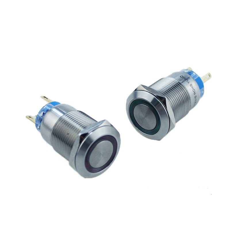 19mm 12V Red Led Momentary Elevator Equip Metal Push Button