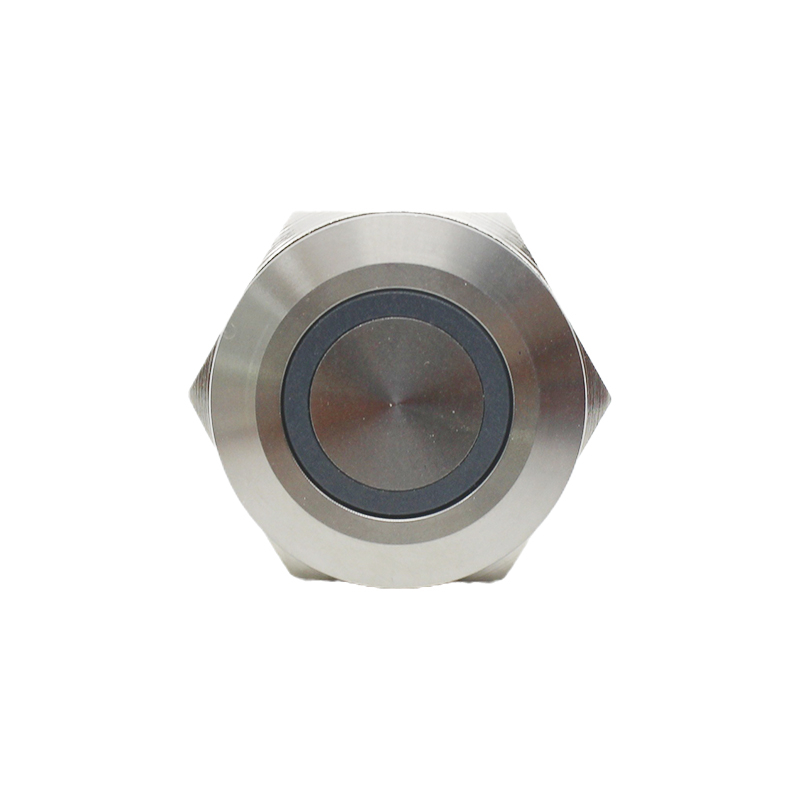 JS22F-11EW12VS screw 22mm flat head momentary push button switch DC12V metal push button with white ring lamp push switch 