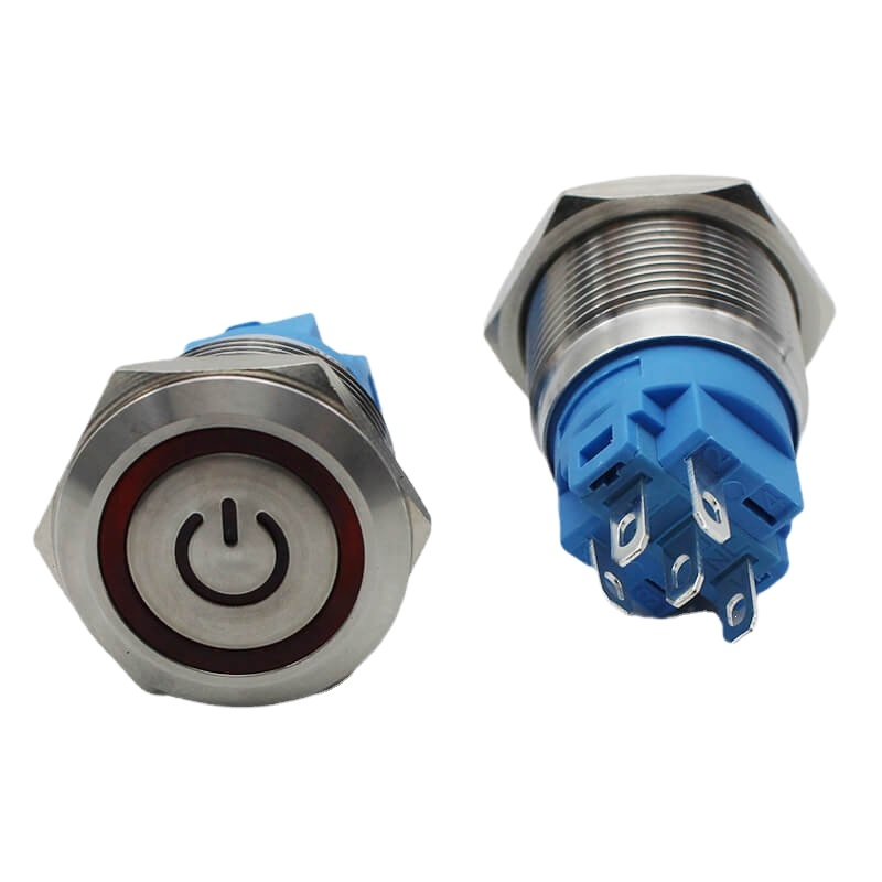 ABS19S-C1-E-R-230 19mm stainless steel push button momentary led ring lamp Switch AC230V