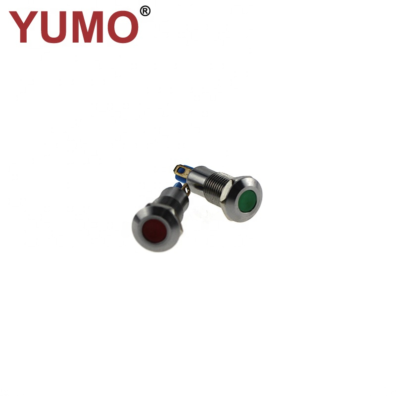 flat head Pin type 1NO copper nickel plated DC12V Metal button indicator light without wire