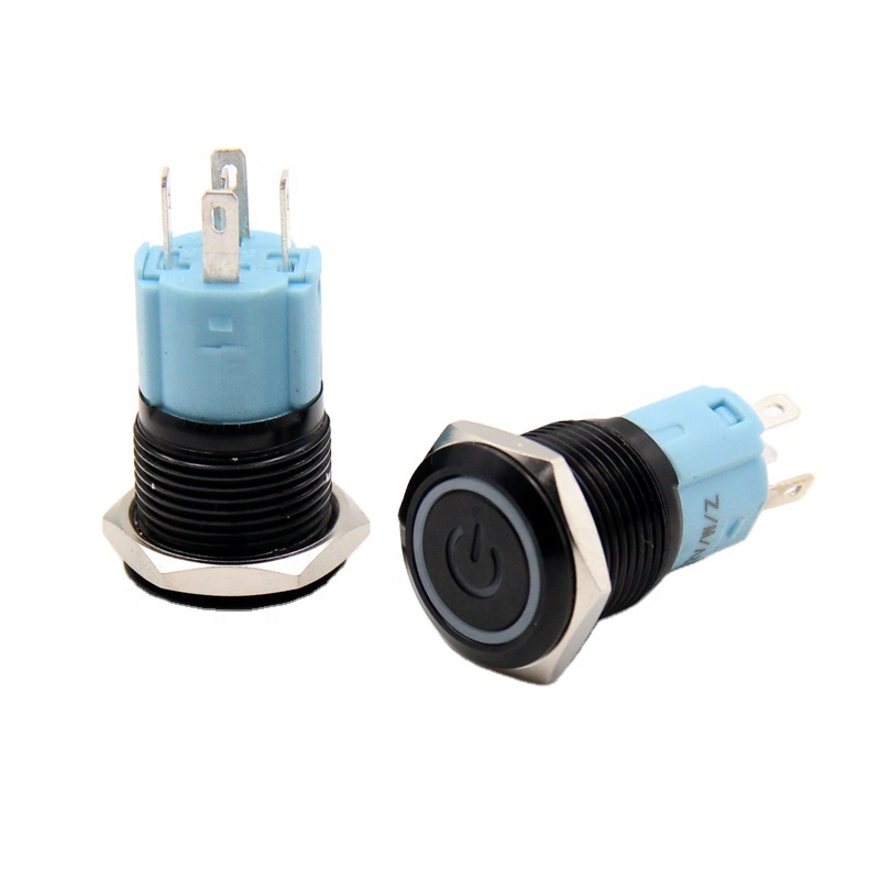 JS22F-11E/L 22mm IP67 waterproof self-lock/latching/momentary power sign LED metal push button switch