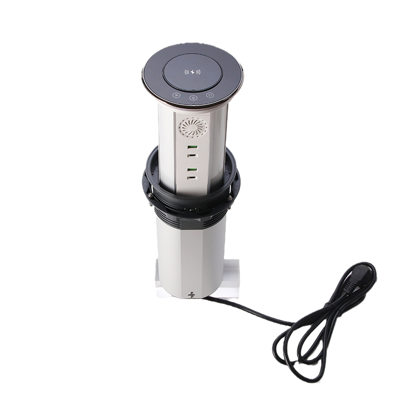Pop up socket by voice command WiFi Smart Motorized Socket QI wireless charger Intelligent Elevation Electrical Outlet Motorized Lift 