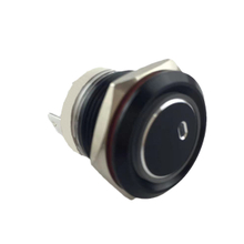 19mm MAX 16A 1NO IP65 Green Ring Light Black Self-locking Metal Push Button Switch