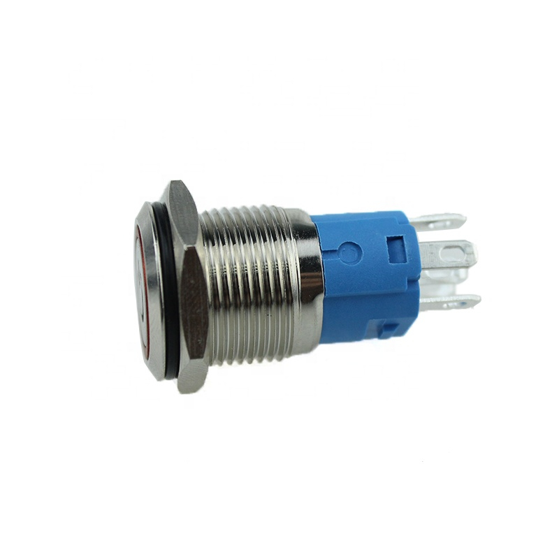 ABS16S-C11-E 16mm Flat Round 12V Red Power symbol LED Push Button switch
