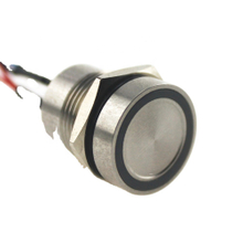 IP68 Waterproof Stainless Steel Blue Ring LED Latching 16mm Piezo push button