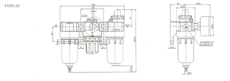 Pneumatic Airtac Type Ac//bc Series Compressor Air Pressure Filter Regulator Combination (F.R.L Combination)