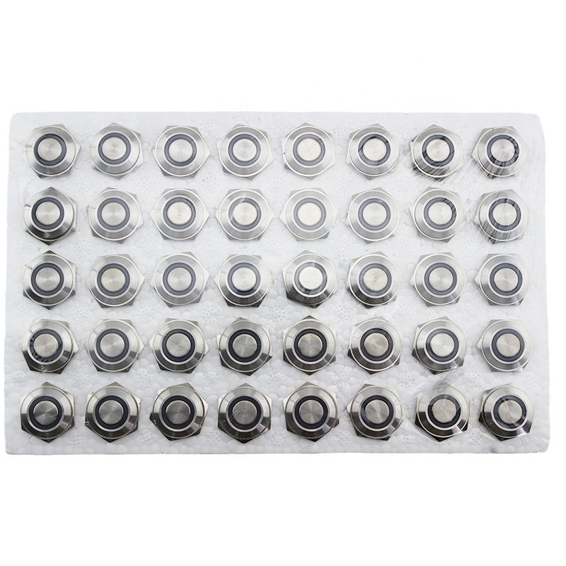 16mm ABS16S-P1-E Ring Red LED IP67 Metal Push Button