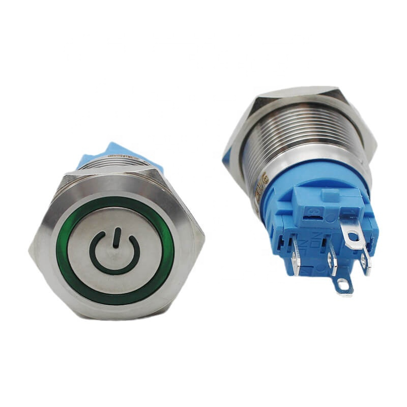 19mm Metal momentary latching power lamp led push button Switch 230V