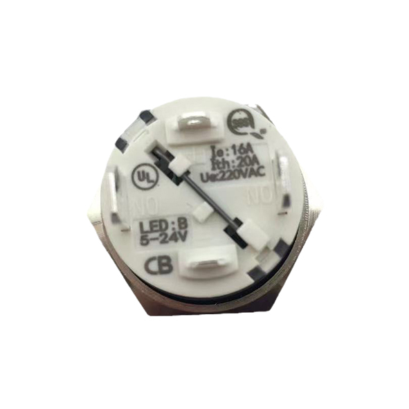 19mm Waterproof IP65 Self-locking Aluminum Oxide Black Metal Push Button Switch with Blue Light Ring