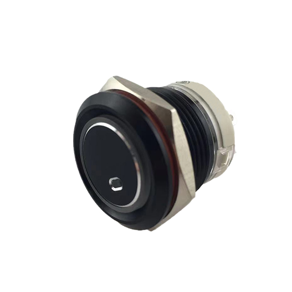 19mm MAX 16A 1NO IP65 Green Ring Light Black Self-locking Metal Push Button Switch