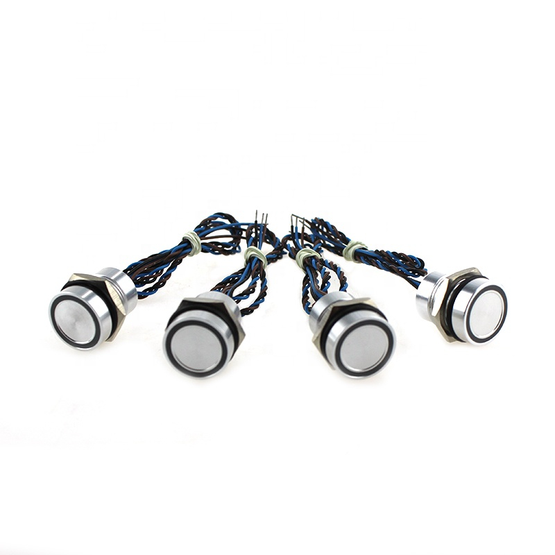 IP68 Waterproof Stainless Steel double color green yellow Ring LED 16mm Piezo push button switch