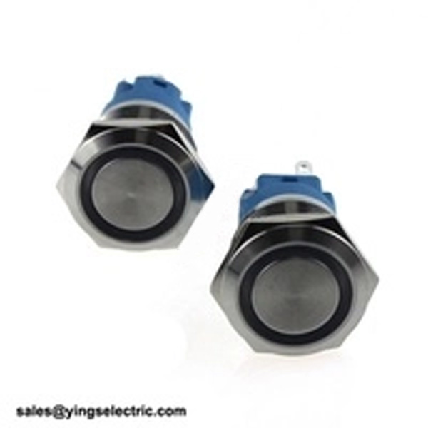 19mm LA19-AJS1/E/12V/S BLUE LED Stainless Steel Metal Push Button