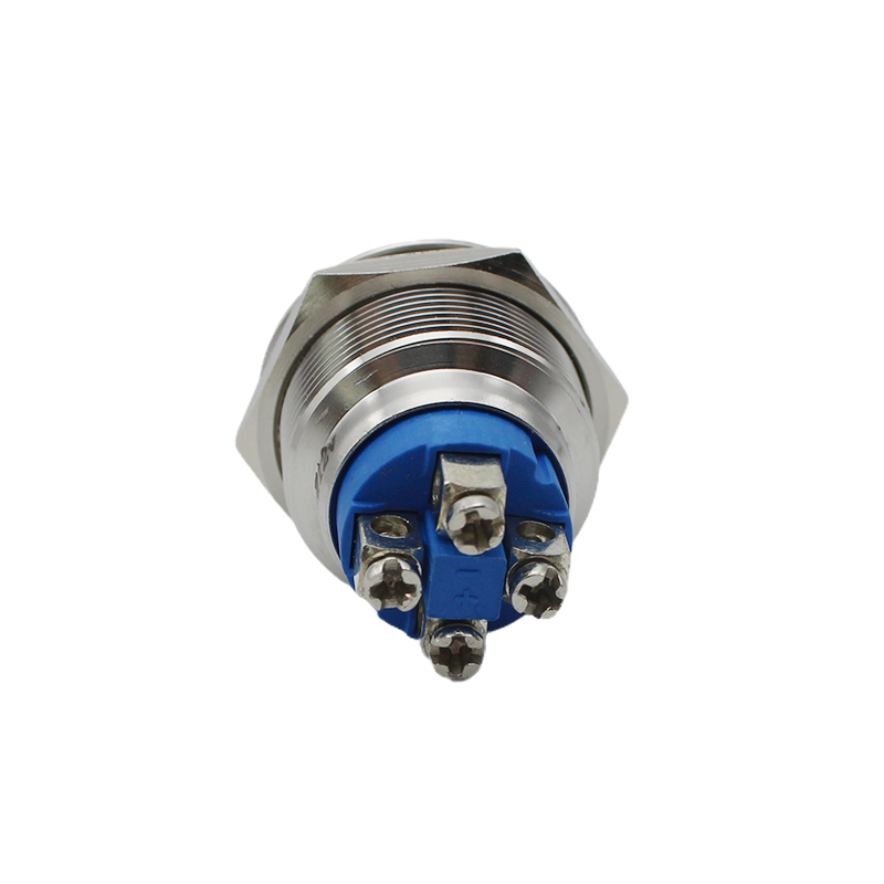 JS22F-11EW12VS screw 22mm flat head momentary push button switch DC12V metal push button with white ring lamp push switch 