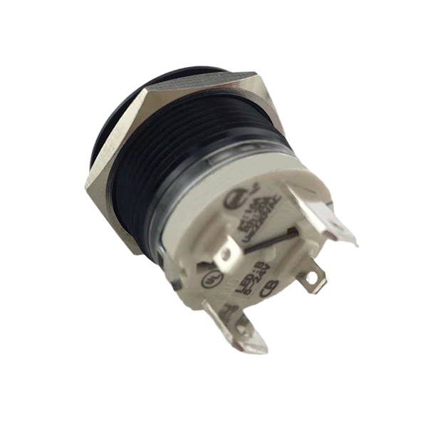 19mm Waterproof IP65 Self-locking Aluminum Oxide Black Metal Push Button Switch with Blue Light Ring