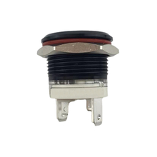 19mm MAX 16A 1NO IP65 Red Ring Light Black Self-locking Metal Push Button Switch