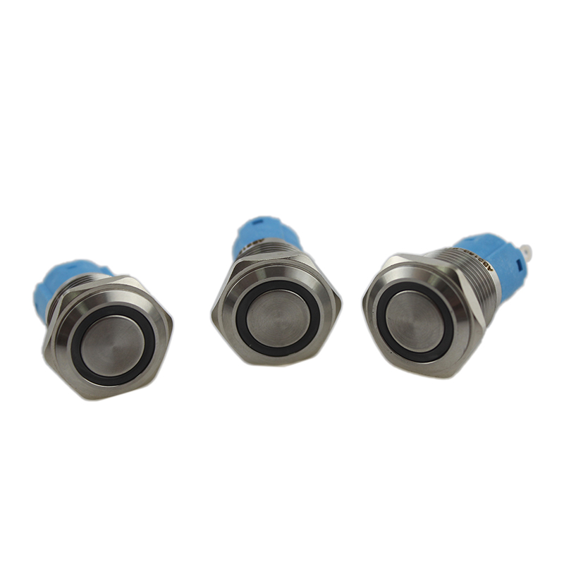 16mm IP67 IK10 Waterproof LED Latching Metal Push Button Switch