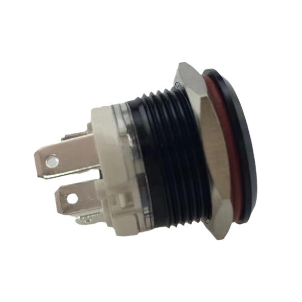 19mm Waterproof IP65 Self-locking Aluminum Oxide Black Metal Push Button Switch with Blue Light Ring