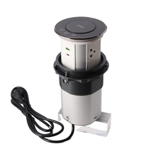 AU Plug Three-position high level WIFI smart Motorized kitchen worktop pop up socket with USB-C led light 15W wireless charging