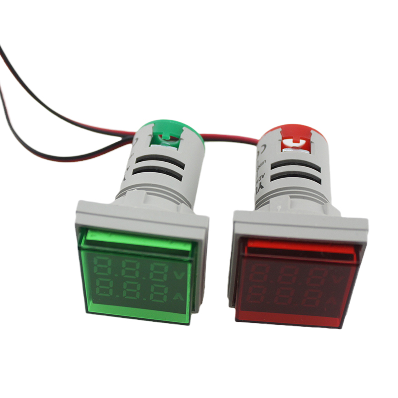 AD101-22VAMS 22mm Square Panel Meter Indicator Voltmeter Ammeter Volt Meter With Signal Light