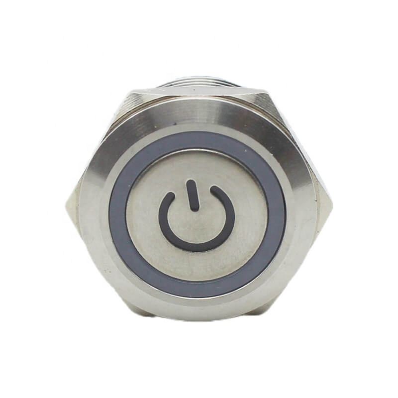 Waterproof IP67 1no1nc ring led momentary 230v metal push button switch with terminal pins