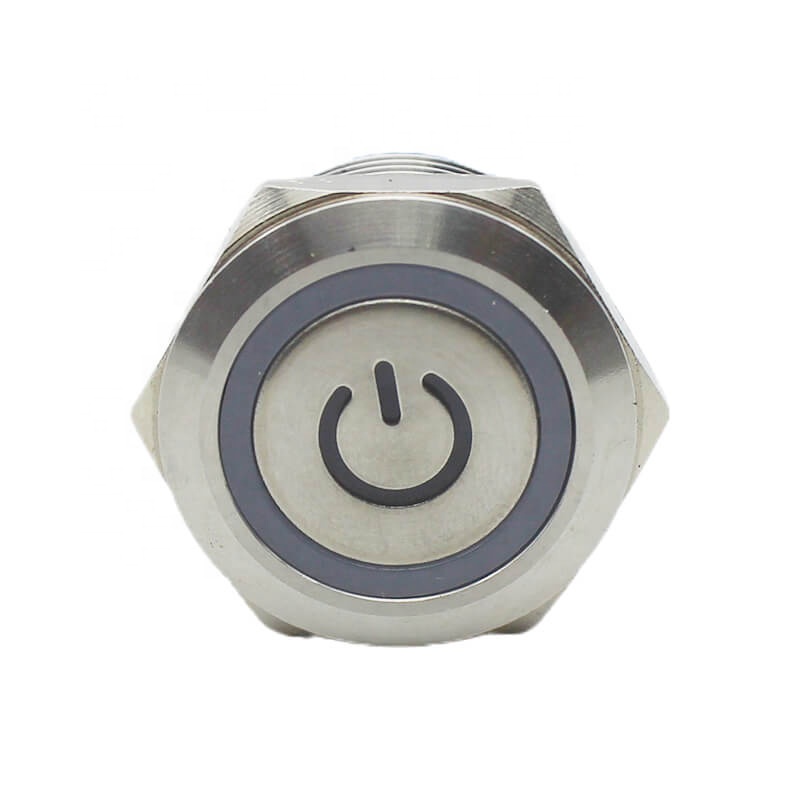 Waterproof IP67 1no1nc ring led momentary 230v metal push button switch with terminal pins