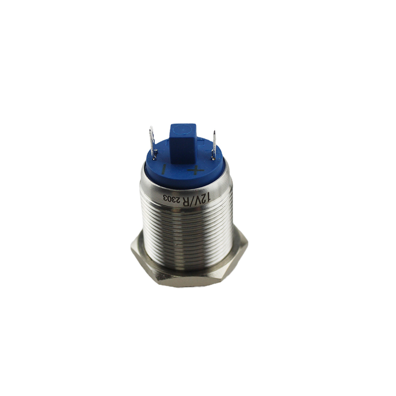 19mm Waterproof Metal Buzzer Alarm Flashing LED Red Glow Intermittent Active Sound Light DC12V Stainless Steel Black IP65