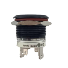 19mm Waterproof IP65 Self-locking Aluminum Oxide Black Metal Push Button Switch with Blue Light Ring