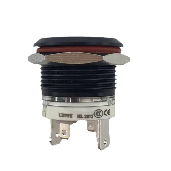 19mm Waterproof IP65 Self-locking Aluminum Oxide Black Metal Push Button Switch with Blue Light Ring